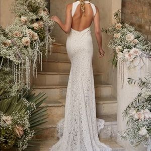 Lulus Love Everlasting White Floral Lace Mermaid Maxi Dress (Brand New)